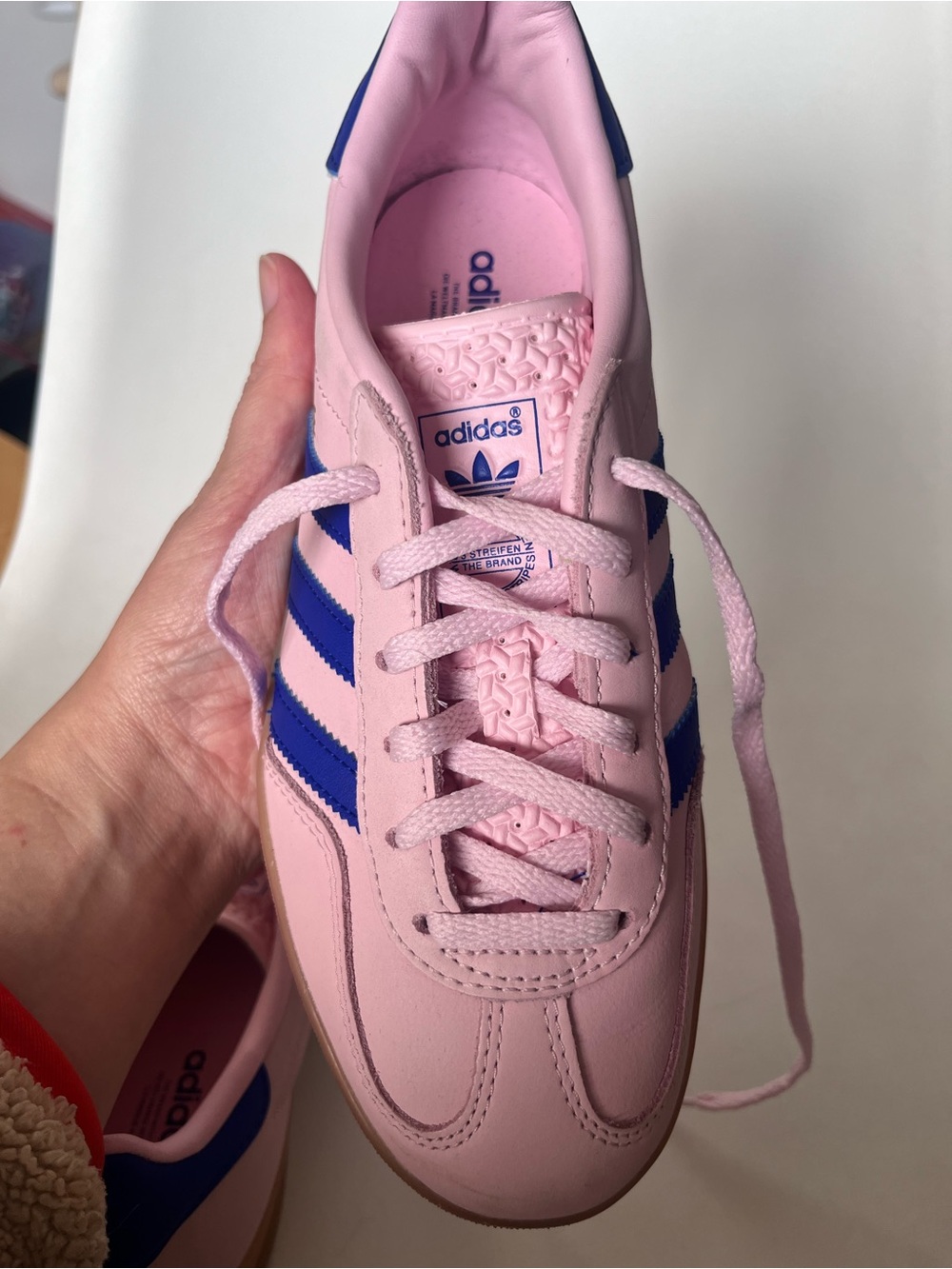 Adidas Originals Gazelle Indoor Sneaker Clear Pink Lucid Blue Size 6 - Picture 11 of 11